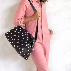 Alice + Olivia Black Daisy Floral Print Duffel Bag